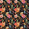 Image of Fluttering Gardens Floral Paisley Black quilting cotton fabric by Morris Creative Group for QT Fabrics. Features flowers on a black background. Cute Little Fabric Shop.