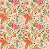 Image of Fluttering Gardens Floral Paisley Tan quilting cotton fabric by Morris Creative Group for QT Fabrics. Features flowers on a cream background. Cute Little Fabric Shop.
