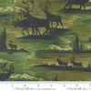 Image of Wild Blue Yonder Silhouettes Pine quilting cotton fabric by Moda Fabrics. Features animals on a green background. Cute Little Fabric Shop.