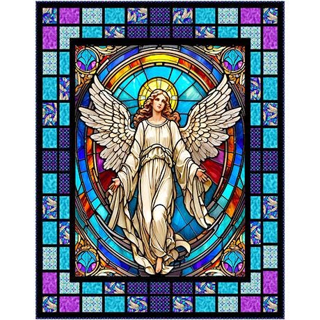 Guardian Angle Quilt Kit Stained Glass Fabric - FORSL KIT 7113A - QT Fabrics Quilting Cotton Fabric