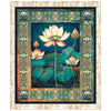 Serenity Lotus Flower Panel Multi Blue Green Floral Fabric - 31831 X - QT Fabrics Quilting Cotton Fabric