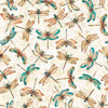 Image of Serenity Dragonflies Oatmeal quilting cotton fabric by Morris Creative Group for QT Fabrics. Features dragonflies on a cream background. Cute Little Fabric Shop