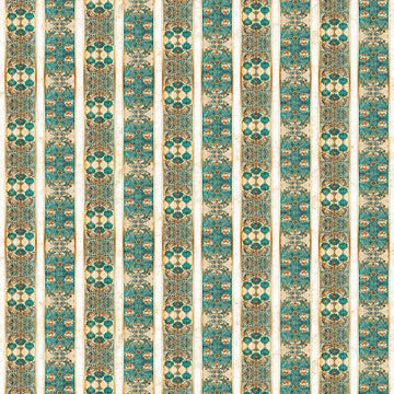 Image of Serenity Lotus Flower Decorative Strips Multi quilting cotton fabric by Morris Creative Group for QT Fabrics. Features flowers on a green background. Cute Little Fabric Shop