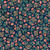 Image of Serenity Lotus Flower Toss Navy quilting cotton fabric by Morris Creative Group for QT Fabrics. Features flowers on a blue background. Cute Little Fabric Shop
