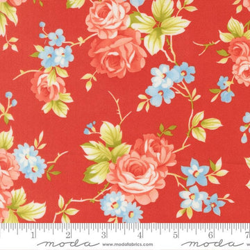 2yd 30" End of Bolt - Rosie Strawberry Red Floral Fabric WIDEBACK 108" Wide - Moda Fabrics Quilting Cotton Fabric