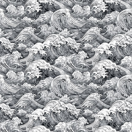 MINKY Ocean Blues Ocean Waves 60" Wide 30860 Gray K - QT Fabrics - Water Ocean Gray Illustrated - 100% Polyester