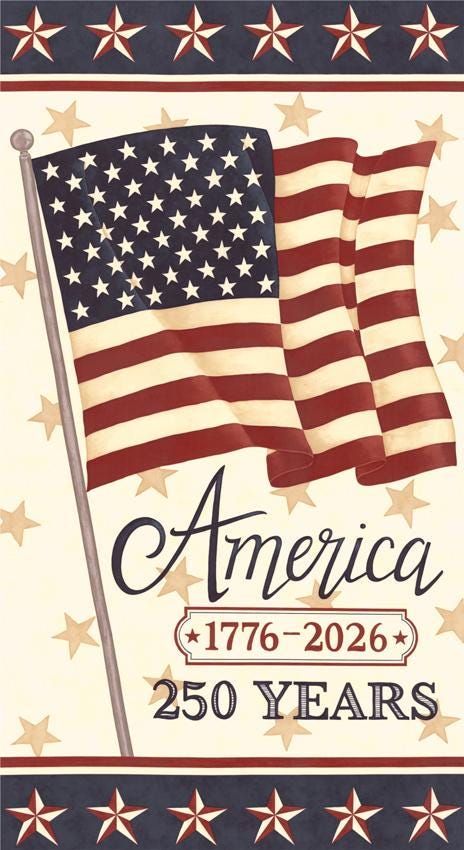 America 250 Years Anniversary Panel Parchment Patriotic Fabric - 56185 - Moda Fabrics Quilting Cotton Fabric