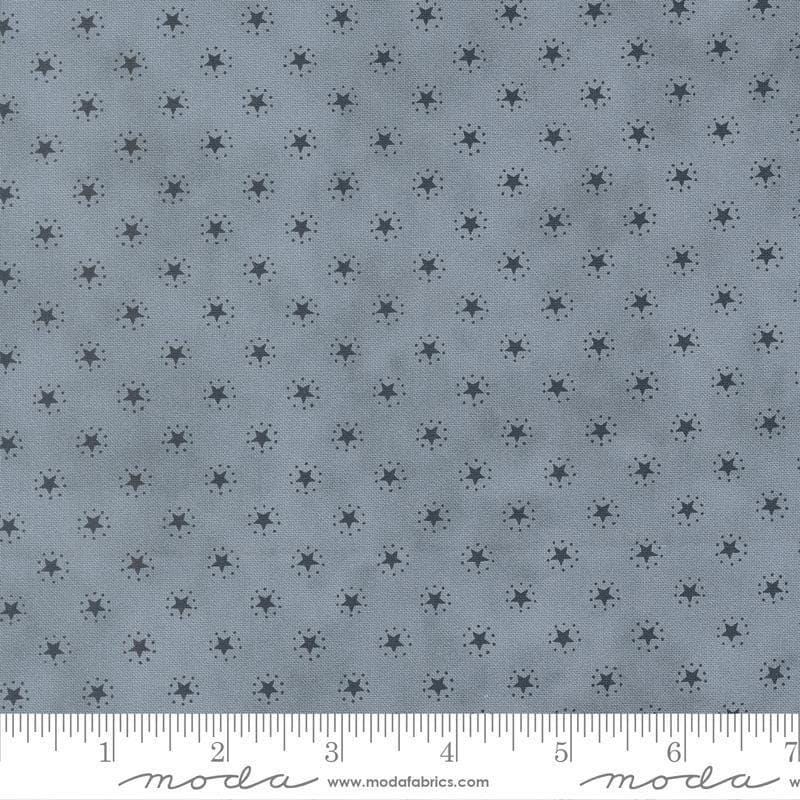 Image of America 250 Years Starbright Steel Blue quilting cotton fabric by Deb Strain for Moda Fabrics. Features stars on a blue background. Cute Little Fabric Shop.
