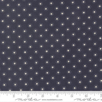 Image of America 250 Years Starbright Loyalty Blue quilting cotton fabric by Deb Strain for Moda Fabrics. Features stars on a blue background. Cute Little Fabric Shop.