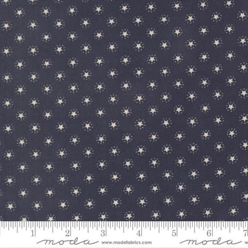 Image of America 250 Years Starbright Loyalty Blue quilting cotton fabric by Deb Strain for Moda Fabrics. Features stars on a blue background. Cute Little Fabric Shop.