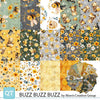 Buzz, Buzz, Buzz Fat Quarter Bundle Bee Fabric - FATQU BZBZ 3PKH - 14-pieces Precut - QT Fabrics Quilting Cotton Fabric