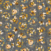 Image of Buzz, Buzz, Buzz Bee & Beehives Dark Gray quilting cotton fabric by Morris Creative Group for QT Fabrics. Features bees on a gray background. Cute Little Fabric Shop.