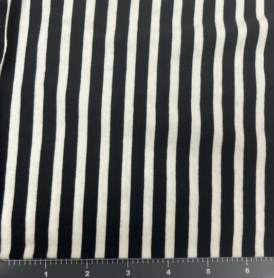 17" End of Bolt - SALE KNIT Pine Lullaby Striped Alike Caviar by Art Gallery - Stripes Black Cream - Jersey KNIT Cotton Stretch Fabric