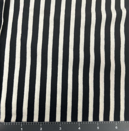 17" End of Bolt - SALE KNIT Pine Lullaby Striped Alike Caviar by Art Gallery - Stripes Black Cream - Jersey KNIT Cotton Stretch Fabric