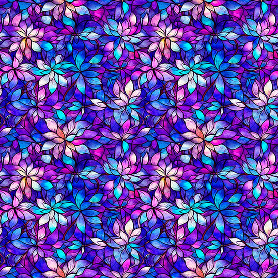 Image of Royale Packed Floral Purple quilting cotton fabric by Dan Morris for QT Fabrics. Features flowers on a purple background. Cute Little Fabric Shop.