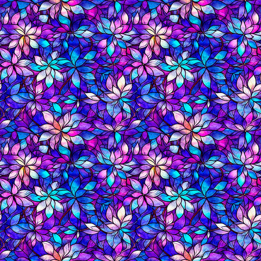 Image of Royale Packed Floral Purple quilting cotton fabric by Dan Morris for QT Fabrics. Features flowers on a purple background. Cute Little Fabric Shop.
