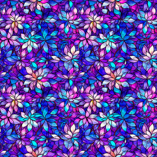 Image of Royale Packed Floral Purple quilting cotton fabric by Dan Morris for QT Fabrics. Features flowers on a purple background. Cute Little Fabric Shop.