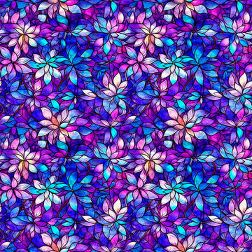 Image of Royale Packed Floral Purple quilting cotton fabric by Dan Morris for QT Fabrics. Features flowers on a purple background. Cute Little Fabric Shop.