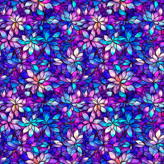 Image of Royale Packed Floral Purple quilting cotton fabric by Dan Morris for QT Fabrics. Features flowers on a purple background. Cute Little Fabric Shop.