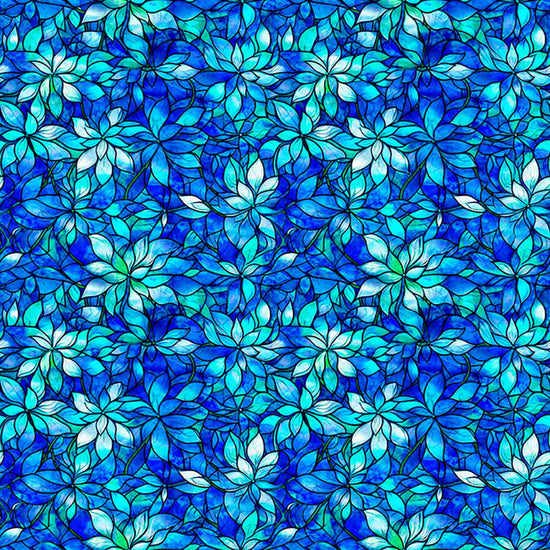 Image of Royale Packed Floral Blue quilting cotton fabric by Dan Morris for QT Fabrics. Features flowers on a blue background. Cute Little Fabric Shop.