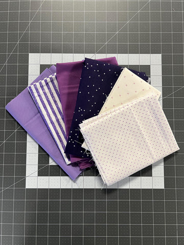 2 Yard REMNANT BUNDLE Mix Purple Basic Fabic - Riley Blake Designs - Black and White - Quilting Cotton Fabric