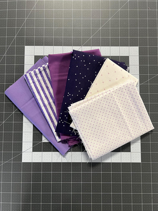2 Yard REMNANT BUNDLE Mix Purple Basic Fabic - Riley Blake Designs - Black and White - Quilting Cotton Fabric