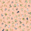 Image of QT Cuties 3 Bunnies & Floral Light Salmon quilting cotton fabric by Morris Creative Group for QT Fabrics. Features flowers and rabbits on a pink background. Cute Little Fabric Shop.