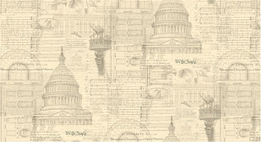2yd 26" End of Bolt - 3 Sisters Patriotic Constitution Parchment WIDEBACK 108" Wide Government Fabric - Moda Fabrics Quilting Cotton Fabric