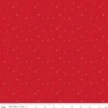 SALE Sparkler Star Schoolhouse Red SPARKLE Fabric - SC651 - Riley Blake Quilting Cotton Fabric