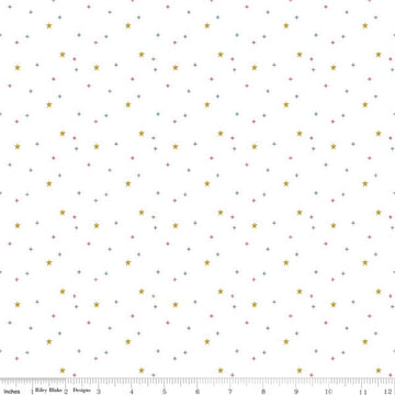 Sparkler Star White SPARKLE Fabric - SC651 - Riley Blake Quilting Cotton Fabric