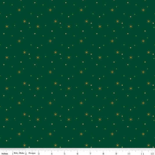 SALE Sparkler Snowflake Christmas Green SPARKLE Fabric - SC652 - Riley Blake Quilting Cotton Fabric