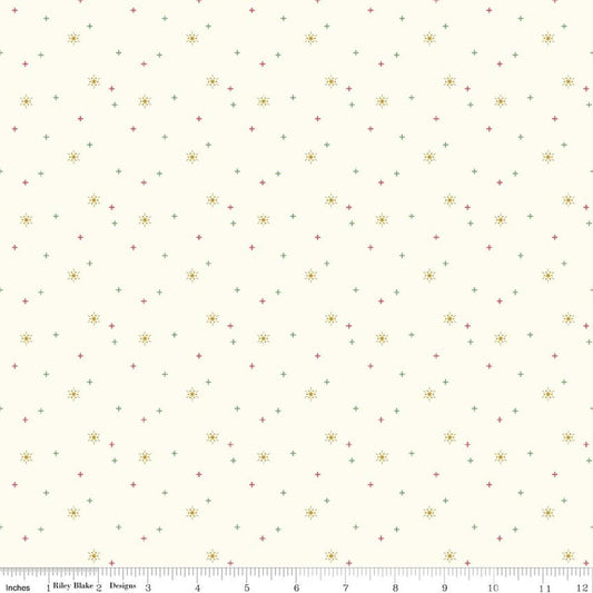 SALE Sparkler Snowflake Cotton Cream SPARKLE Fabric - SC652 - Riley Blake Quilting Cotton Fabric