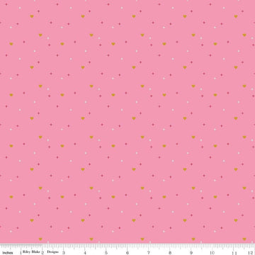SALE Sparkler Heart Rose Pink SPARKLE Fabric - SC653 - Riley Blake Quilting Cotton Fabric
