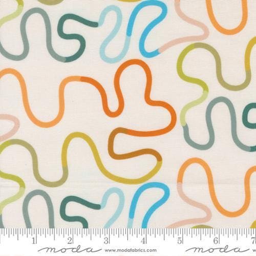 Image of True to Hue Venture Love Dove quilting cotton fabric by Alli K Design for Moda Fabrics. Features abstract lines on a cream background. Cute Little Fabric Shop.
