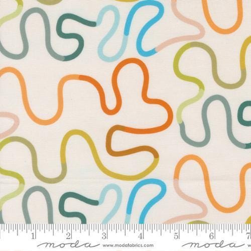 Image of True to Hue Venture Love Dove quilting cotton fabric by Alli K Design for Moda Fabrics. Features abstract lines on a cream background. Cute Little Fabric Shop.