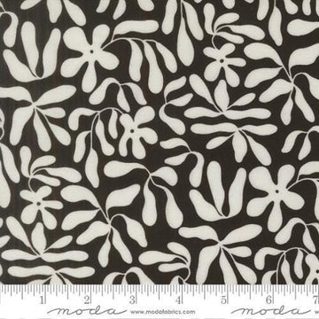 Image of True to Hue Obsura Black as Night quilting cotton fabric by Alli K Design for Moda Fabrics. Features flowers on a black background. Cute Little Fabric Shop.