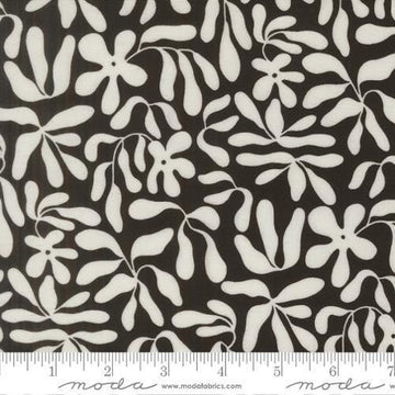 Image of True to Hue Obsura Black as Night quilting cotton fabric by Alli K Design for Moda Fabrics. Features flowers on a black background. Cute Little Fabric Shop.