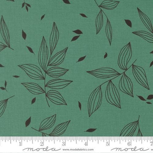 Image of True to Hue Falling Leaves Composed quilting cotton fabric by Alli K Design for Moda Fabrics. Features leaves on a blue background. Cute Little Fabric Shop.