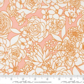 Image of True to Hue Florals Blush quilting cotton fabric by Alli K Design for Moda Fabrics. Features flowers on a pink background. Cute Little Fabric Shop.