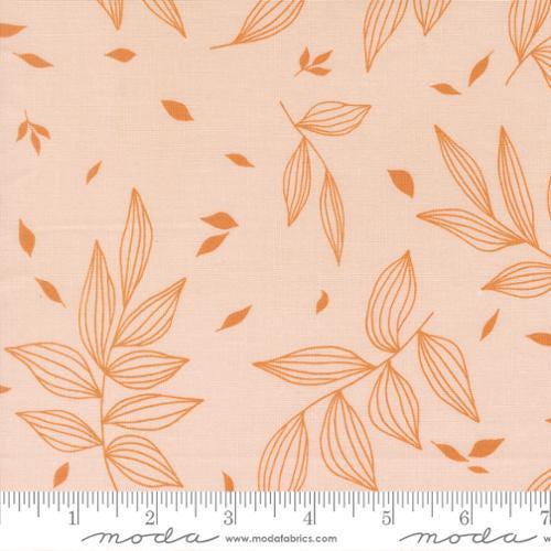 Image of True to Hue Falling Leaves Blush quilting cotton fabric by Alli K Design for Moda Fabrics. Features leaves on a pink background. Cute Little Fabric Shop.
