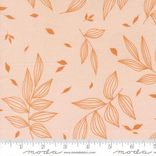 Image of True to Hue Falling Leaves Blush quilting cotton fabric by Alli K Design for Moda Fabrics. Features leaves on a pink background. Cute Little Fabric Shop.