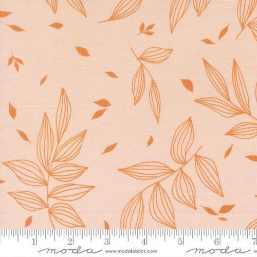 Image of True to Hue Falling Leaves Blush quilting cotton fabric by Alli K Design for Moda Fabrics. Features leaves on a pink background. Cute Little Fabric Shop.