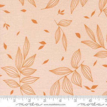 Image of True to Hue Falling Leaves Blush quilting cotton fabric by Alli K Design for Moda Fabrics. Features leaves on a pink background. Cute Little Fabric Shop.
