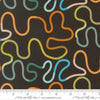 Image of True to Hue Venture Black as Night quilting cotton fabric by Alli K Design for Moda Fabrics. Features abstract lines on a black background. Cute Little Fabric Shop.