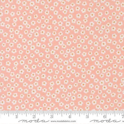 Image of True to Hue Petal Power Blush quilting cotton fabric by Alli K Design for Moda Fabrics. Features flowers on a pink background. Cute Little Fabric Shop.