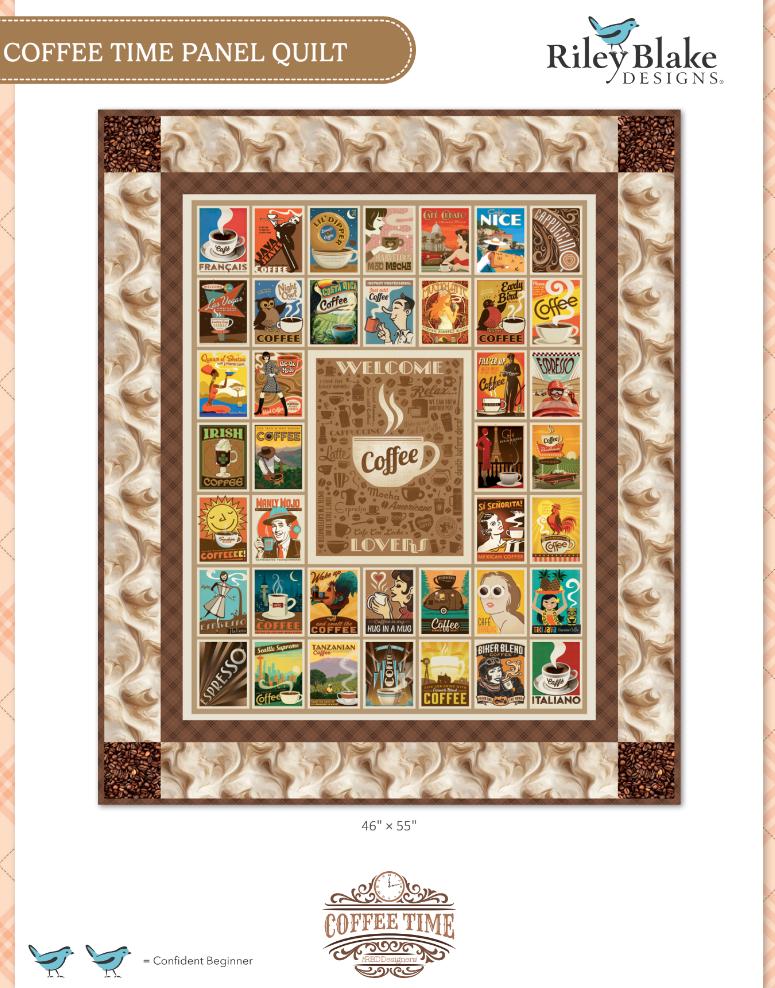 Coffee Time Panel Quilt Kit by RBD Designers - Riley Blake - Pattern F ...