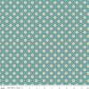 Image of Cowgirl Flower Dots Blue quilting cotton fabric by Echo Park Paper Co. for Riley Blake Designs. Features flowers on a blue background. Cute Little Fabric Shop.