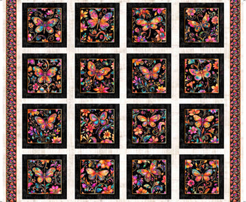 Fluttering Gardens Butterfly & Floral Patches Panel Oatmeal Cream Floral Fabric - 31727 E - QT Fabrics Quilting Cotton Fabric