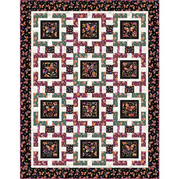 Fluttering Gardens Quilt Kit Floral Fabric - FORSL KIT 7124A - QT Fabrics Quilting Cotton Fabric