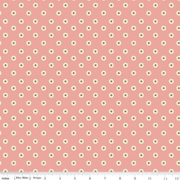 Image of Cowgirl Flower Dots Pink quilting cotton fabric by Echo Park Paper Co. for Riley Blake Designs. Features flowers on a pink background. Cute Little Fabric Shop.